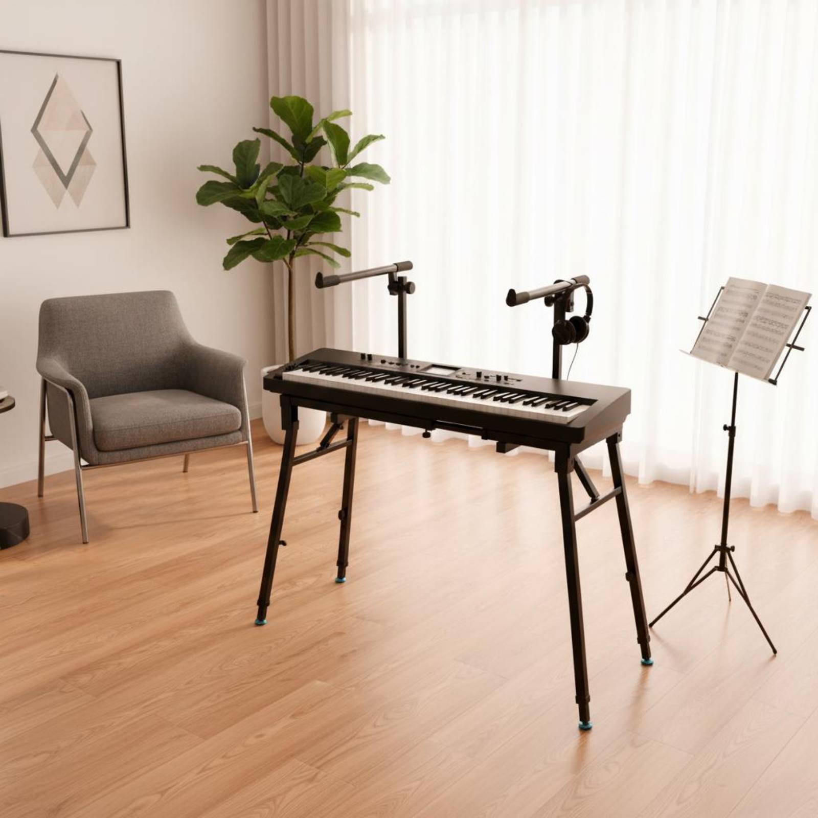 Dudukan Keyboard Lipat Portabe - Music Stand Folding ulasan dan harga